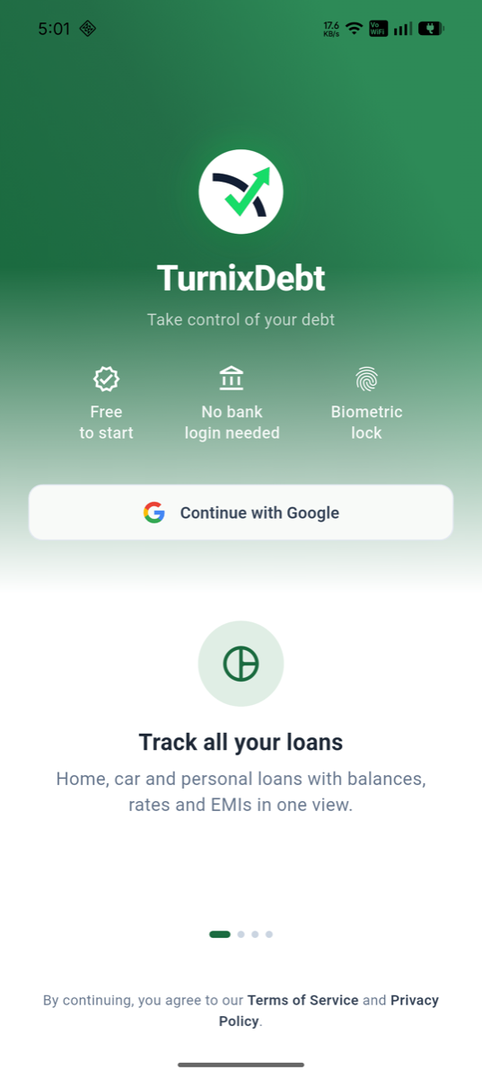 TurnixDebt login screen